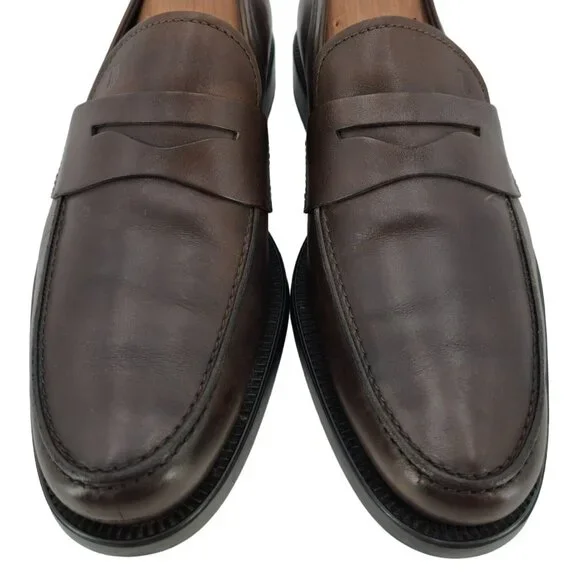 Tod's Italy Brown Leather Penny Loafers Mens size 9 Dress Shoes Driving Slip-ons - Picture 12 of 13